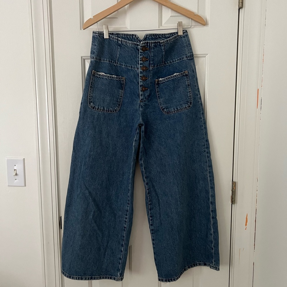 Free People Wide Leg Crop Jeans